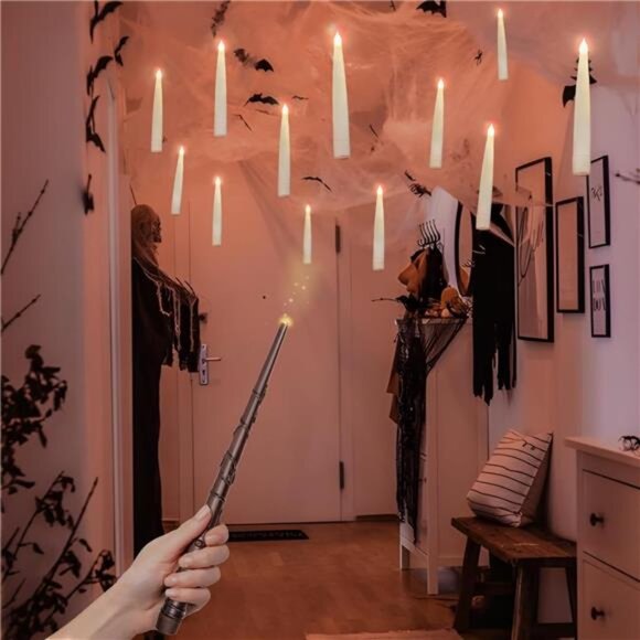 Halloween Decorations - Floating Candles with Wand - 20 Pcs Magic Hanging - Picture 2 of 7